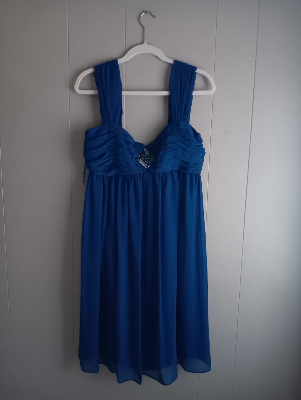 Womans Londen Times Night  Royal Blue Chiffon Sleeved Party Dress Size 10